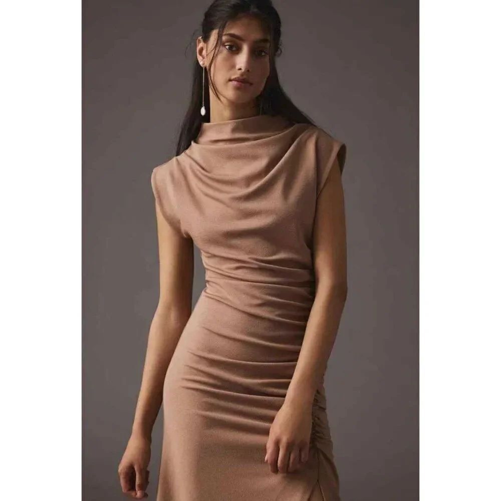Anthropologie Maya Tan Ruched Cowl Neck Dress sz 2X NWT